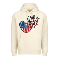 Sandshell 4th of july american flag heart butterfly Premium Hoodie - MaliasSmallBusiness