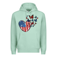 Seafoam 4th of july american flag heart butterfly Premium Hoodie - MaliasSmallBusiness