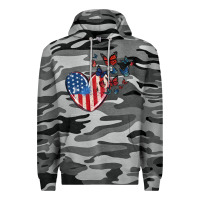 Slate Camo 4th of july american flag heart butterfly Premium Hoodie - MaliasSmallBusiness