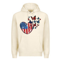 Tofu 4th of july american flag heart butterfly Premium Hoodie - MaliasSmallBusiness