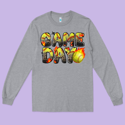Game Day Softball Leopard Long Sleeve Tee Designed By Zillion Design Studio