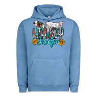 Pigment Pebble Blue western howdy heifer Urban Hoodie - NancyCooperArtShop