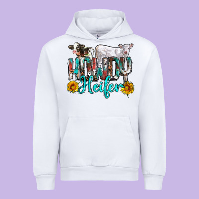 Western Howdy Heifer Urban Hoodie Designed By Nancycooperartshop