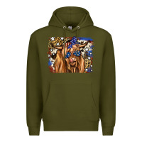 Army Green 4th of July Highland Cattle Premium Hoodie - RanaPortraitStore