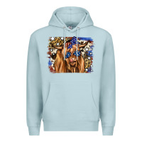 Blue Mist 4th of July Highland Cattle Premium Hoodie - RanaPortraitStore