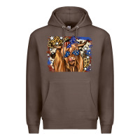 Coffee 4th of July Highland Cattle Premium Hoodie - RanaPortraitStore