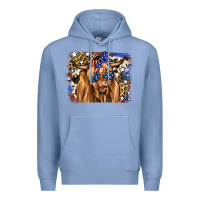 Colony Blue 4th of July Highland Cattle Premium Hoodie - RanaPortraitStore