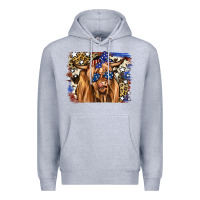 Heather Grey 4th of July Highland Cattle Premium Hoodie - RanaPortraitStore