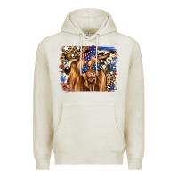 Oatmeal Heather 4th of July Highland Cattle Premium Hoodie - RanaPortraitStore