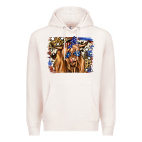 Pale Pink 4th of July Highland Cattle Premium Hoodie - RanaPortraitStore