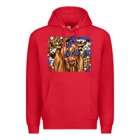 Red 4th of July Highland Cattle Premium Hoodie - RanaPortraitStore