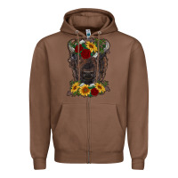 Chestnut bison face with flowers Zipper Hoodie - RanaPortraitStore