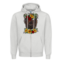 Dove Grey bison face with flowers Zipper Hoodie - RanaPortraitStore