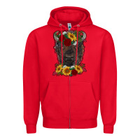Red bison face with flowers Zipper Hoodie - RanaPortraitStore