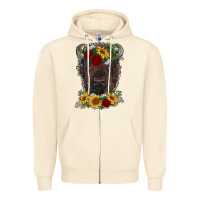 Sandshell bison face with flowers Zipper Hoodie - RanaPortraitStore