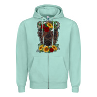 Seafoam bison face with flowers Zipper Hoodie - RanaPortraitStore