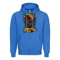 True Royal bison face with flowers Zipper Hoodie - RanaPortraitStore