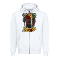 White bison face with flowers Zipper Hoodie - RanaPortraitStore