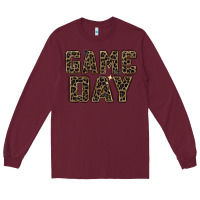 Burgundy game day leopard Long Sleeve Tee - Zillion Design Studio