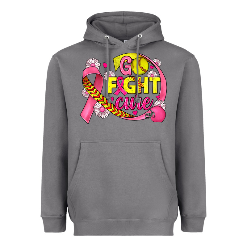 Breast Cancer Go Fight Cure Softball Heavyweight Hoodie by JahusDesignShop | Teevron