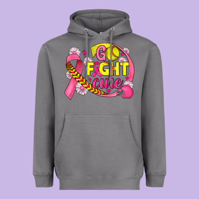Breast Cancer Go Fight Cure Softball Heavyweight Hoodie Designed By Jahusdesignshop