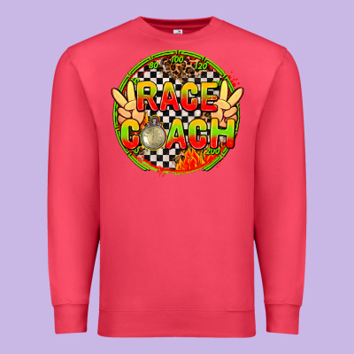 Race Coach With Leopard And Peace Hand Premium Sweatshirt Designed By Adodesignshop