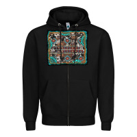 Black aztec background with gemstone and cowhide Zipper Hoodie - RanaPortraitStore