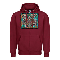 Burgundy aztec background with gemstone and cowhide Zipper Hoodie - RanaPortraitStore