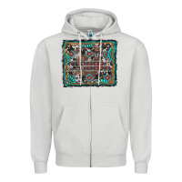 Dove Grey aztec background with gemstone and cowhide Zipper Hoodie - RanaPortraitStore