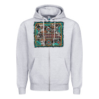 Heather Grey aztec background with gemstone and cowhide Zipper Hoodie - RanaPortraitStore