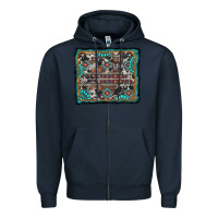 Navy aztec background with gemstone and cowhide Zipper Hoodie - RanaPortraitStore