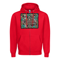 Red aztec background with gemstone and cowhide Zipper Hoodie - RanaPortraitStore