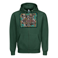 Sports Green aztec background with gemstone and cowhide Zipper Hoodie - RanaPortraitStore