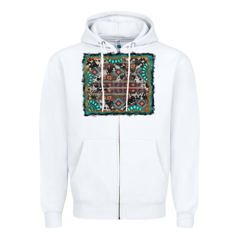 Aztec Background With Gemstone And Cowhide Zipper Hoodie by RanaPortraitStore | Teevron