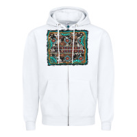 White aztec background with gemstone and cowhide Zipper Hoodie - RanaPortraitStore