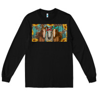 Black horses with leopard and sunflowers Long Sleeve Tee - RanaPortraitStore