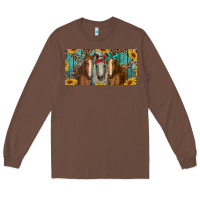 Chestnut horses with leopard and sunflowers Long Sleeve Tee - RanaPortraitStore