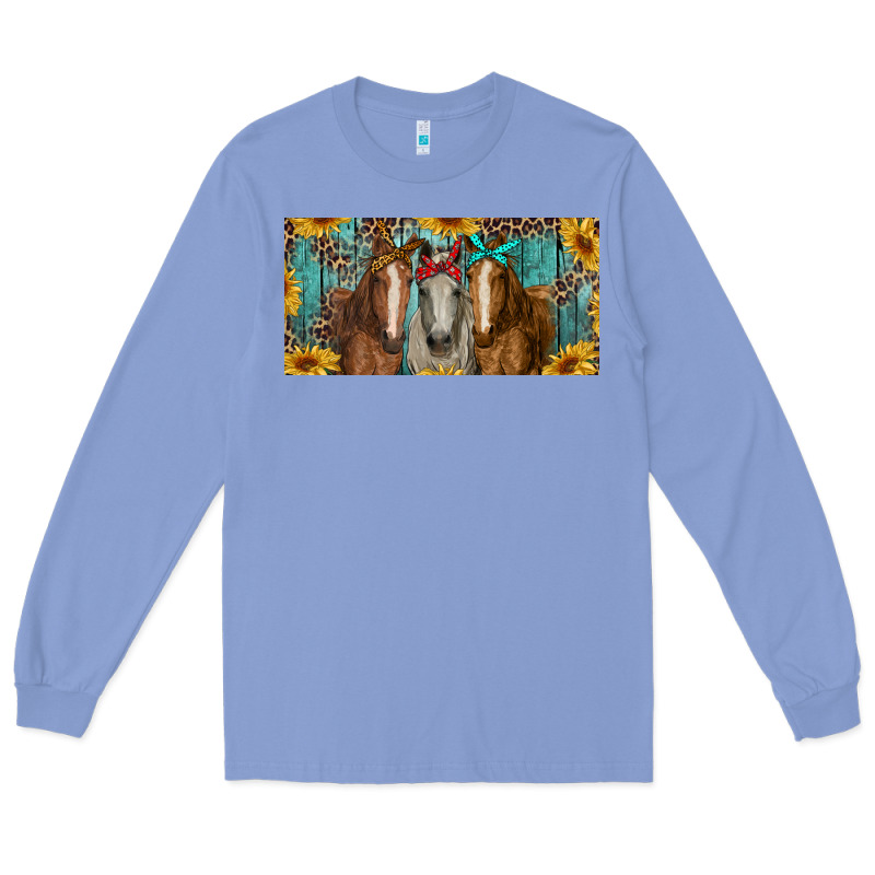 Horses With Leopard And Sunflowers Long Sleeve Tee by RanaPortraitStore | Teevron