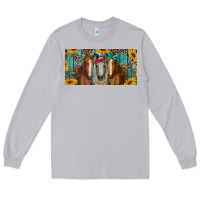 Moon Dust horses with leopard and sunflowers Long Sleeve Tee - RanaPortraitStore