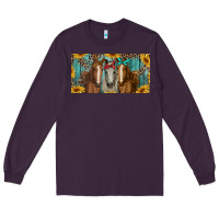 Plum horses with leopard and sunflowers Long Sleeve Tee - RanaPortraitStore
