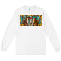 White horses with leopard and sunflowers Long Sleeve Tee - RanaPortraitStore