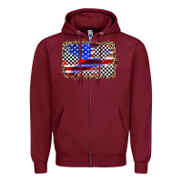 Burgundy race american flag Zipper Hoodie - Zillion Design Studio