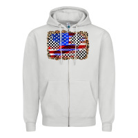 Dove Grey race american flag Zipper Hoodie - Zillion Design Studio