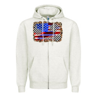 Oatmeal Heather race american flag Zipper Hoodie - Zillion Design Studio