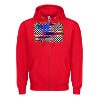 Red race american flag Zipper Hoodie - Zillion Design Studio