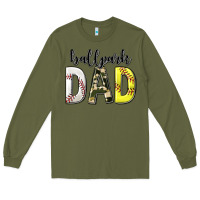 Army Green ballpark dad with softball and baseball Long Sleeve Tee - texasbilliewilder