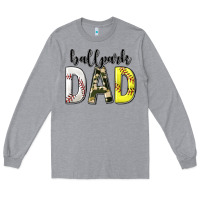 Heather Grey ballpark dad with softball and baseball Long Sleeve Tee - texasbilliewilder