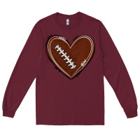 Burgundy american football heart Long Sleeve Tee - texasbilliewilder