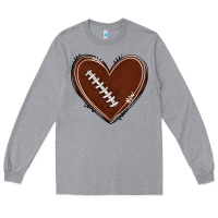 Heather Grey american football heart Long Sleeve Tee - texasbilliewilder