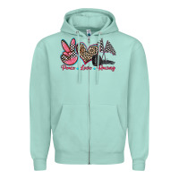 Seafoam peace love racing Zipper Hoodie - Zillion Design Studio